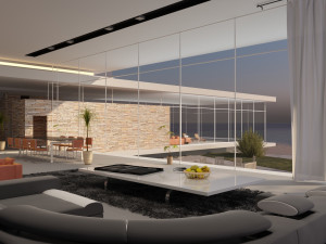 modern beach villa with interior 3D 模型