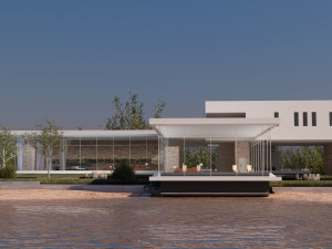 modern beach villa with interior Modello 3D