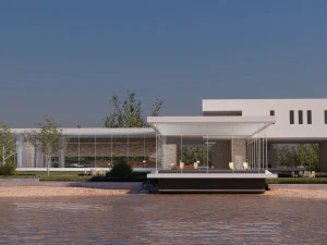 modern beach villa with interior 3D Model