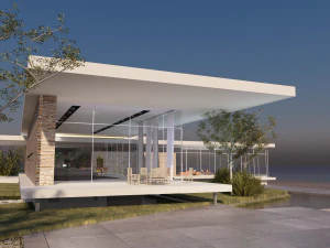 modern beach villa with interior 3D Model