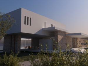 modern beach villa with interior Modello 3D