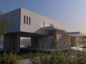 modern beach villa with interior 3D Model