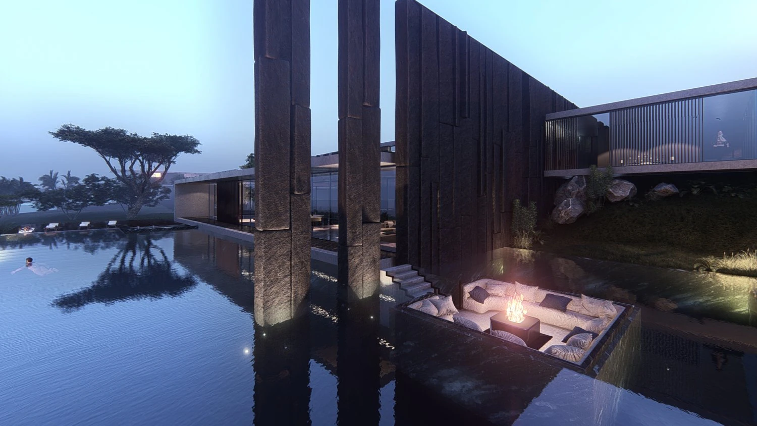 Modern beach house with interior 3D Model .c4d .max .obj .3ds .fbx .stl .blend 