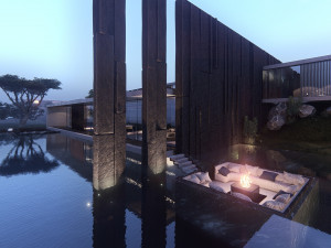 Modern beach house with interior 3D Model