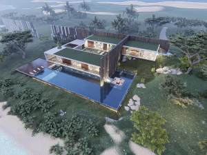 Modern beach house with interior 3D Model