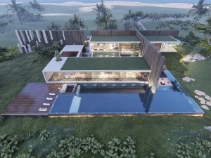 Modern beach house with interior 3D Model