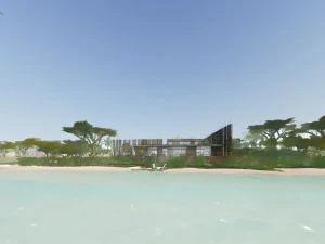 Modern beach house with interior 3D Model