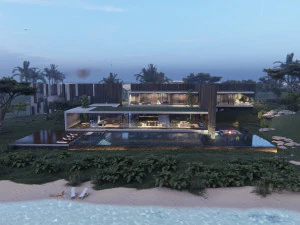 Modern beach house with interior 3D Model