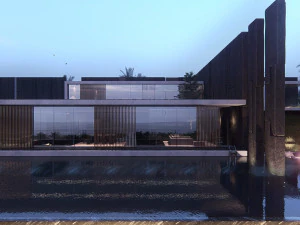 Modern beach house with interior 3D Model