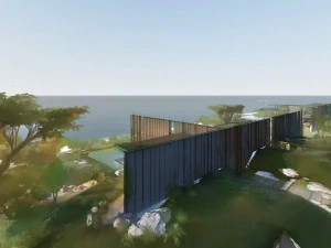 Modern beach house with interior 3D Model