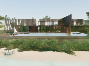 Modern beach house with interior 3D Model