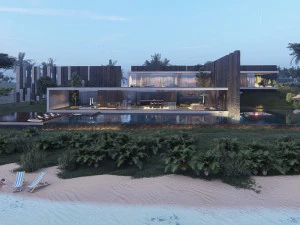 Modern beach house with interior 3D Model