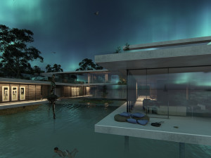 modern beach villa with interior revit lumion Modello 3D