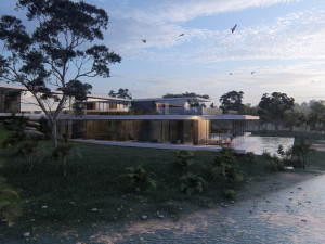modern beach villa with interior revit lumion Modello 3D