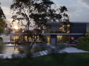 modern beach villa with interior revit lumion Modello 3D