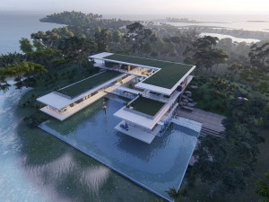 modern beach villa with interior revit lumion Modello 3D