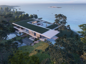 modern beach villa with interior revit lumion Modello 3D