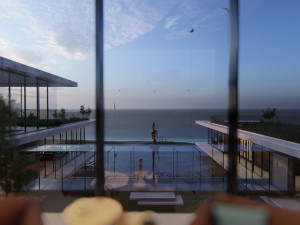 modern beach villa with interior revit lumion Modello 3D