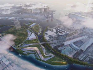 multipurpose urban design animated with 3d grass 3D Model