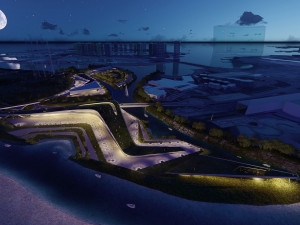 multipurpose urban design animated with 3d grass 3D Model