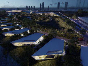 multipurpose urban design animated with 3d grass 3D Model