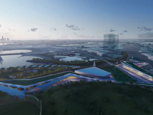 multipurpose urban design animated with 3d grass 3D Model