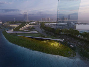 multipurpose urban design animated with 3d grass 3D Model