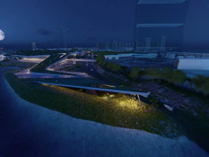 multipurpose urban design animated with 3d grass 3D Model