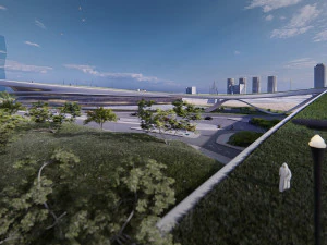 multipurpose urban design animated with 3d grass 3D Model