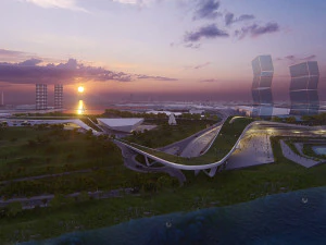 multipurpose urban design animated with 3d grass 3D Model
