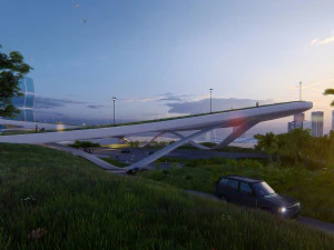multipurpose urban design animated with 3d grass 3D Model