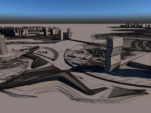 multipurpose urban design animated with 3d grass 3D Model
