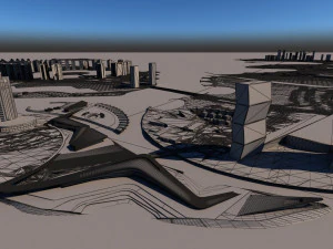 multipurpose urban design animated with 3d grass 3D Model