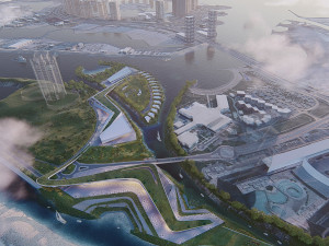 multipurpose urban design animated with 3d grass 3D Model