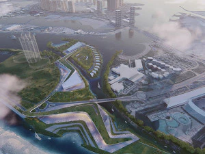 multipurpose urban design animated with 3d grass 3D Model
