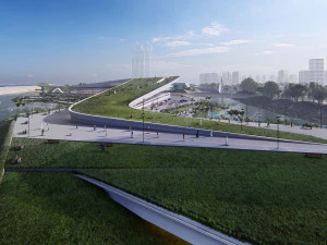 multipurpose urban design animated with 3d grass 3D Model