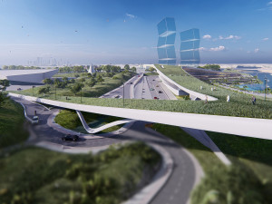 multipurpose urban design animated with 3d grass 3D Model