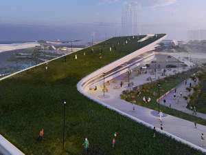 multipurpose urban design animated with 3d grass 3D Model