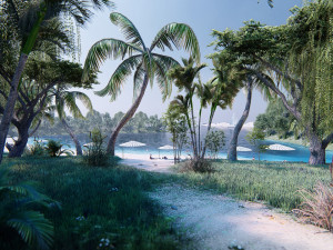 multipurpose urban design animated with 3d grass 3D Model