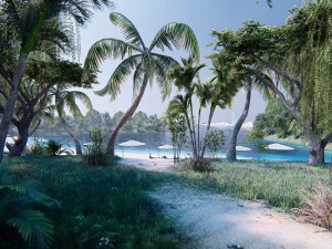 multipurpose urban design animated with 3d grass 3D Model