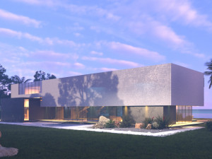 Modern beach villa corona with 3d grass 3D Model