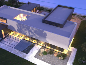 Modern beach villa corona with 3d grass 3D Model
