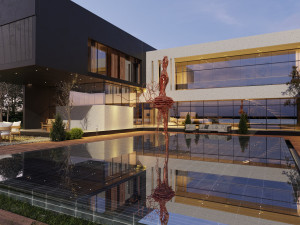 Modern beach villa corona with 3d grass 3D Model