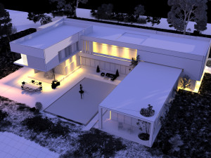 Modern beach villa corona with 3d grass 3D Model