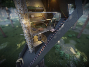 treehouse in the jungle animated 4k full project presentation 3D Model