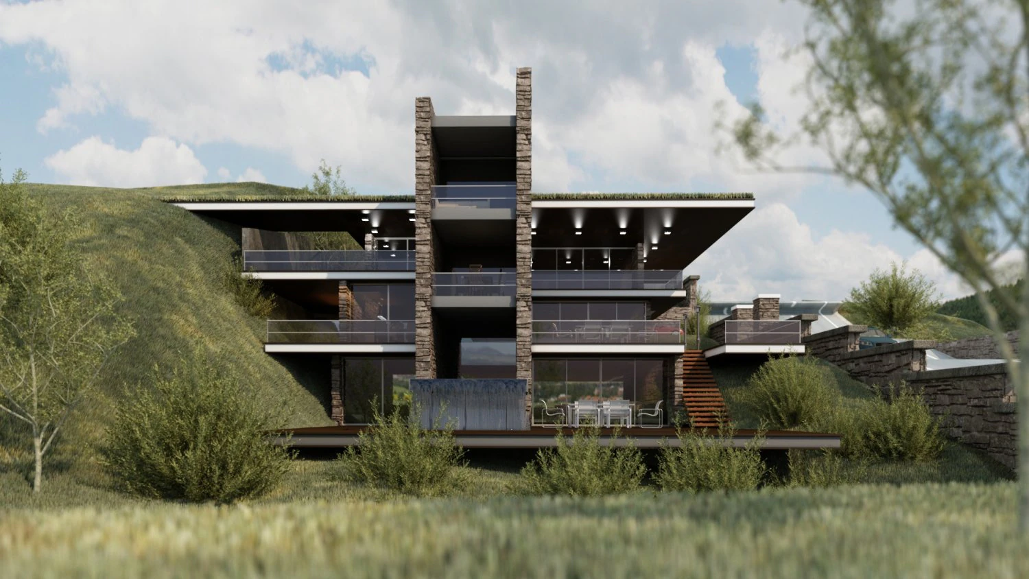 modern mountain house 3D Model .c4d .max .obj .3ds .fbx .stl .blend