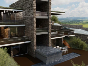 modern mountain house 3D Model