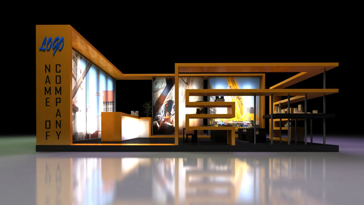 exhibition stand booth 3D Model .c4d .max .obj .3ds .fbx .stl .blend