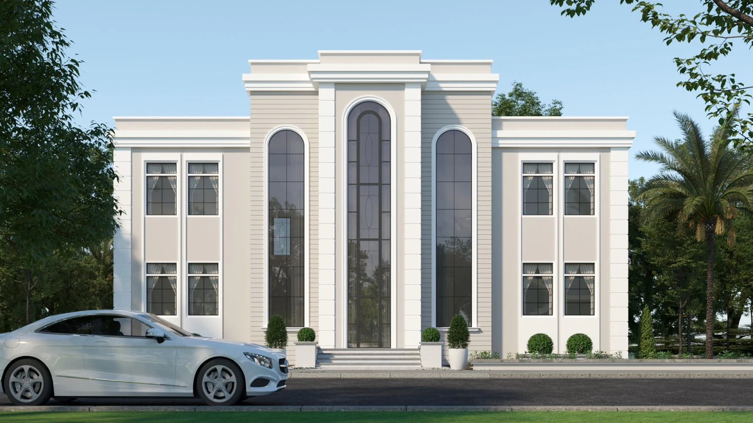 classic villa corona with 3d grass 3D Model .c4d .max .obj .3ds .fbx .stl .blend 