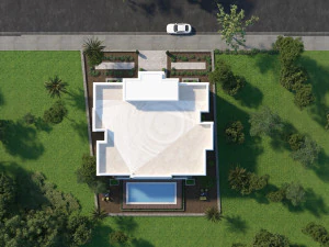 classic villa corona with 3d grass 3D Model